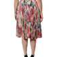 Multicolor Silk Floral High Waist Midi Skirt