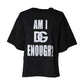 Black Printed Cotton Crew Neck Tee T-shirt