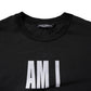 Black Printed Cotton Crew Neck Tee T-shirt