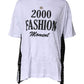 White Print Lace-Up Cotton Crew Neck T-shirt