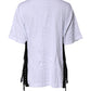 White Print Lace-Up Cotton Crew Neck T-shirt