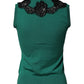 Green Wool Lace Detail Sleeveless Tank Top