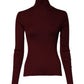 Burgundy Long Sleeves Turtleneck Slim Sweater