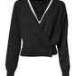 Grey Cashmere Deep V-neck Pullover Sweater