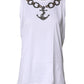 White Cotton Anchor Chain Embroidery Tank Top