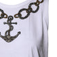 White Cotton Anchor Chain Embroidery Tank Top