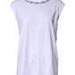 White Cotton Sleeveless Printed Tank T-shirt