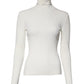 Cream Long Sleeves Turtleneck Slim Sweater
