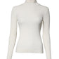 Cream Long Sleeves Turtleneck Slim Sweater