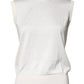 Cream Sleeveless Silk Round Neck Tank Top
