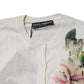 Cream Floral Silk Embellished Cardigan Sweater