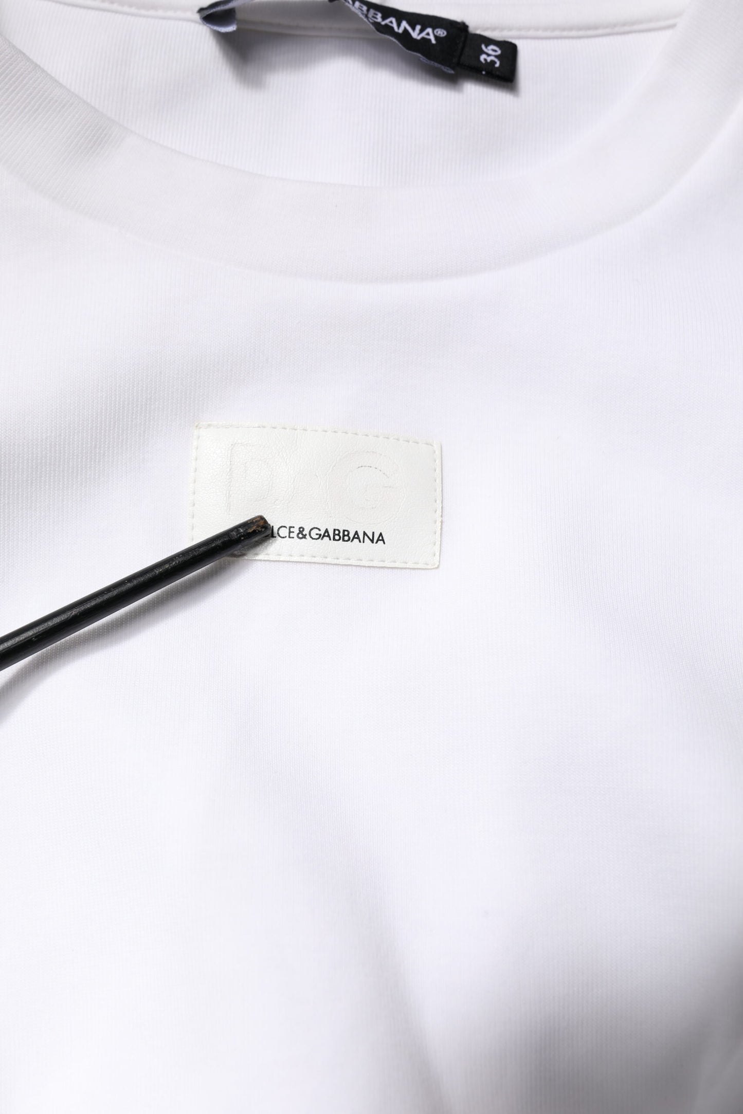 White Cotton Blend 3/4 Sleeves Blouse Top