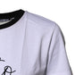 White Printed Round Neck Top Cotton T-shirt