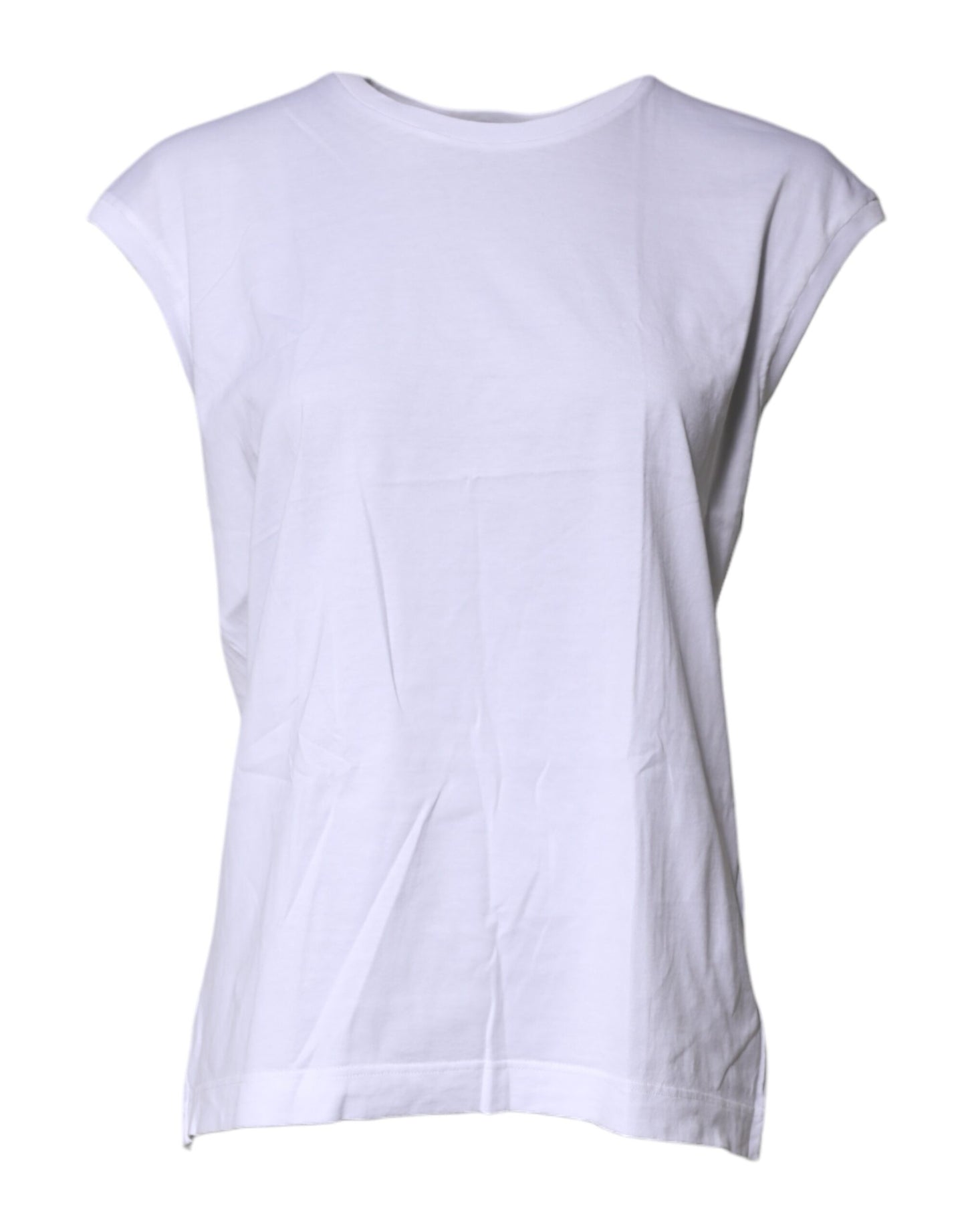 White Cotton Sleeveless Round Neck Tank Top