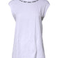 White Cotton Sleeveless Printed Tank T-shirt