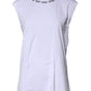 White Cotton Sleeveless Printed Tank T-shirt