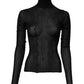 Black Knit Long Sleeves Turtleneck Slim Top