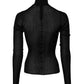 Black Knit Long Sleeves Turtleneck Slim Top