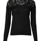 Black Floral Lace Long Sleeves Blouse Top