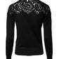 Black Floral Lace Long Sleeves Blouse Top