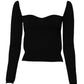 Black Square Neckline Long Sleeves Sweater