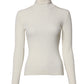 Cream Long Sleeves Turtleneck Slim Sweater
