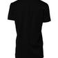 Black Printed Round Neck Top Cotton T-shirt