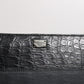 Black Leather Logo Plaque Zip Around Continental Wallet