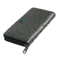 Green Ostrich Logo Plaque Zip Around Continental Wallet