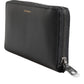 Black Blue Exotic Leather Embossed Continental Wallet