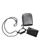 Black Leather Lanyard Zip Around Card Holder Wallet