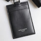 Black Leather Lanyard Zip Around Card Holder Wallet
