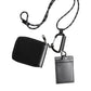 Black Leather Lanyard Zip Around Card Holder Wallet