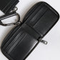 Black Leather Lanyard Zip Around Card Holder Wallet