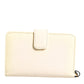 Ivory Calf Leather Compact Logo Plaque Card Holder Wallet