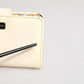 Ivory Calf Leather Compact Logo Plaque Card Holder Wallet