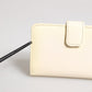 Ivory Calf Leather Compact Logo Plaque Card Holder Wallet