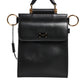 Black Calfskin Leather Logo Plaque Mini Bag