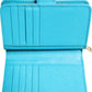 Light Blue Leather Bifold Continental Clutch Wallet