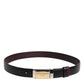 Black Brown Leather Metal Buckle Reversible Belt