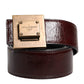 Brown Leather Gold Metal Buckle Classic Belt
