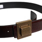 Brown Leather Gold Metal Buckle Classic Belt