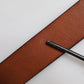Brown Leather Gold Crystal Buckle Belt