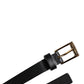 Black Calf Leather Gold Metal Buckle Belt