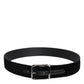 Black Cotton Silver Tone Metal Buckle Belt