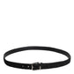 Black Cotton Blend Silver Metal Buckle Belt