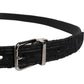 Black Cotton Blend Silver Metal Buckle Belt