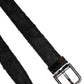 Black Cotton Blend Silver Metal Buckle Belt