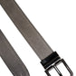 Gray Leather Silver Tone Metal Buckle Belt