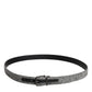 Black White Silver Tone Metal Buckle Belt